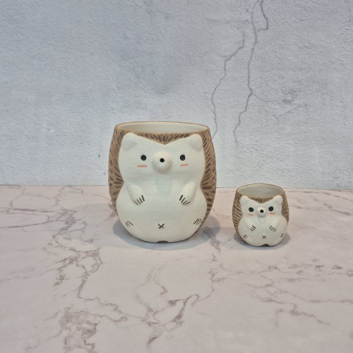 흙만지는남자 인테리어화분 감성 수제  화분 흙만남 동물토분 하양 고슴도치 화분