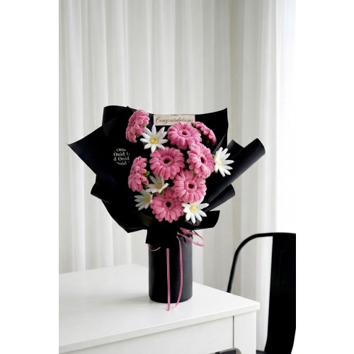 블랙핑크 거베라 모루꽃다발 완제품